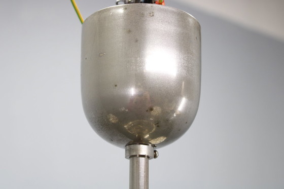 Image 1 of Lampadario Art Déco in nichel e vetro color crema degli anni '30