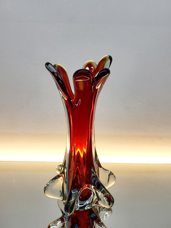 Image 1 of Murano multicolored glass organic vase, Somserso technique, Italy