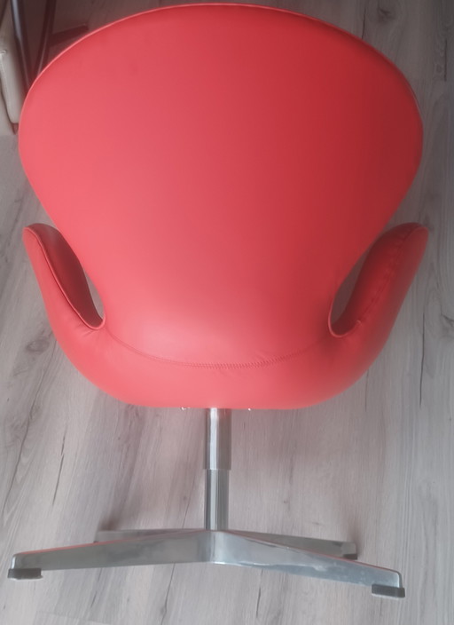 Dänisches Design Unmarkierter Leder-Schwanenstuhl Moderner Drehstuhl – draaistoelen, Metal, Leather (photo 2 of 12)