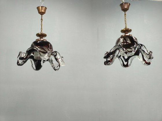 Image 1 of Een paar hanglampen van Murano-glas, Italië, jaren 1960.