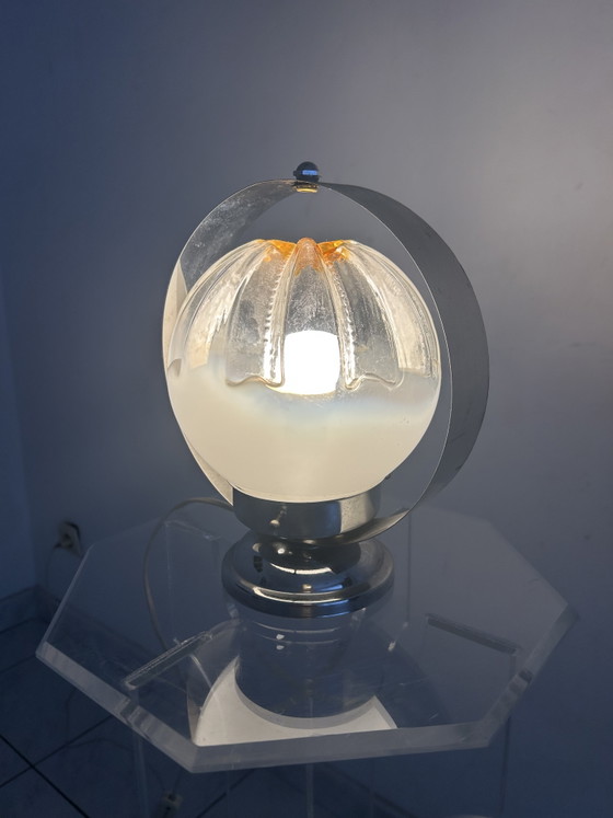 Image 1 of Vintage glass and chrome table lamp