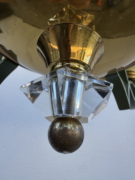 Lampadario Art Déco in ottone e vetro – Brass, Metal (photo 10 of 15)
