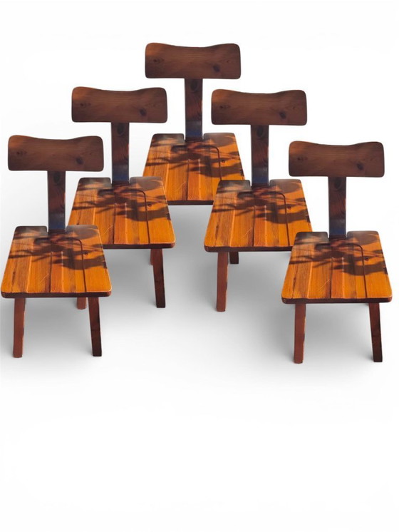 Image 1 of Set of 6 brutalist chairs from Italy 70'