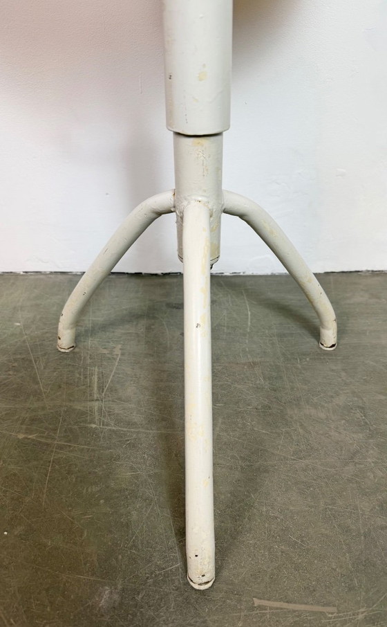 Image 1 of White Industrial Iron Height Adjustable Stool, 1960s