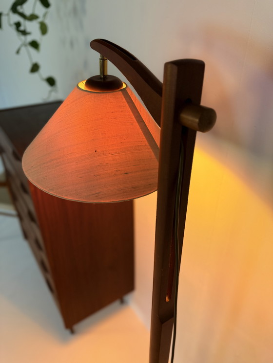 Image 1 of Lampada da pesca vintage in teak, Hustadt Leuchten '70