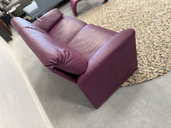 Image 1 of Leolux Bora Beta Sofa 2.5 Seater Purple Leather