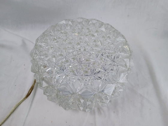 Image 1 of Elegante vintage Franse plafondlamp, vlak gemonteerd, VIANNE, midden 20e eeuw