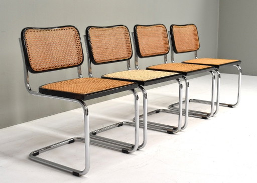 Set di 4 sedie Cesca modello B32 di Marcel Breuer – Italia, anni '70 – eetkamerstoelen, Rattan