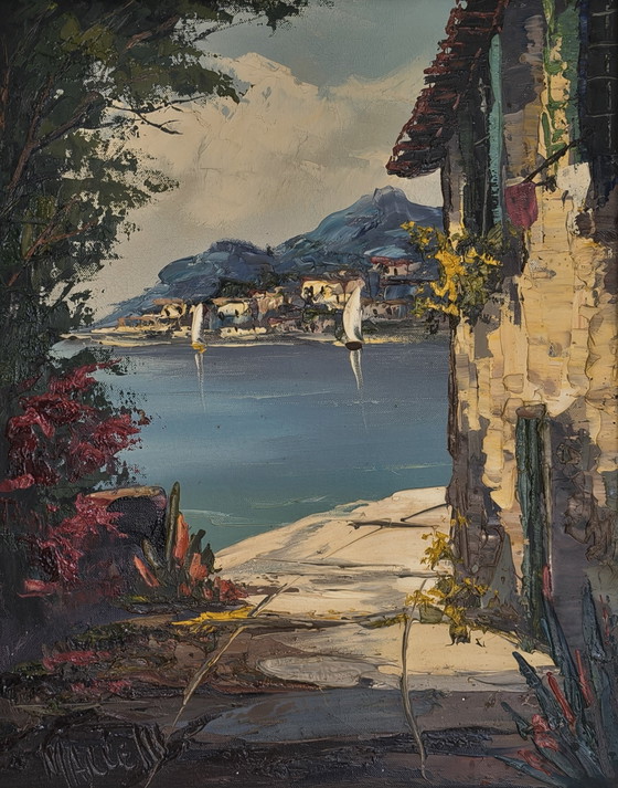 Painting of a Mediterranean Coast, Signed Marcelli. – Paintings & Drawings, Wood, Other (photo 3 of 10)