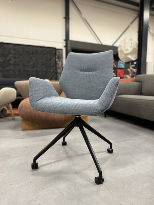 Leolux Mime twist Chair on wheels blue fabric