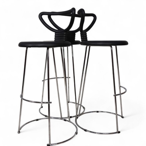 Fasem Italia 3-piece set of postmodern bar stools by Nobu Tanigawa, 1990