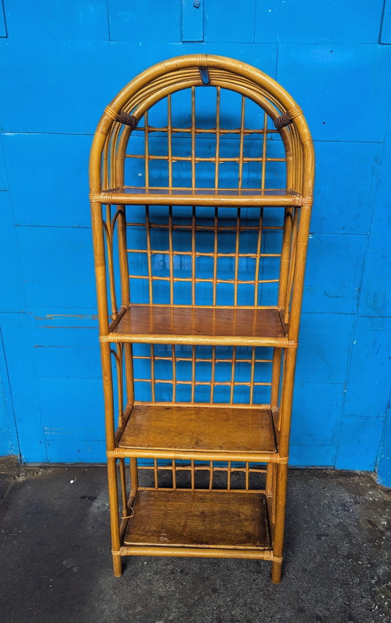 Image 1 of Libreria/mobiletto ad arco in rattan vintage anni '70