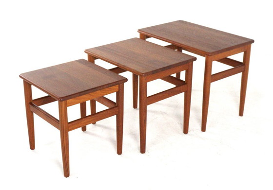 Set of 3 Danish Nesting Tables Side Tables Solid Teak Vintage Restored – Wood (photo 7 of 19)