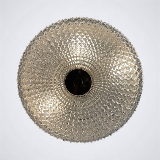 Carl Fagerlund for Orrefors — Vintage Crystal and Brass Ceiling Lamp, Sweden, 1960s