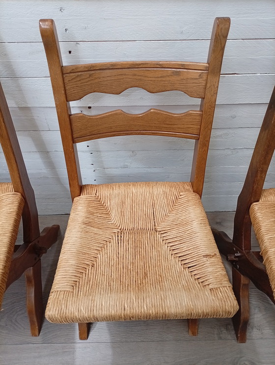 Image 1 of Sedie vintage in rovere con seduta in vimini