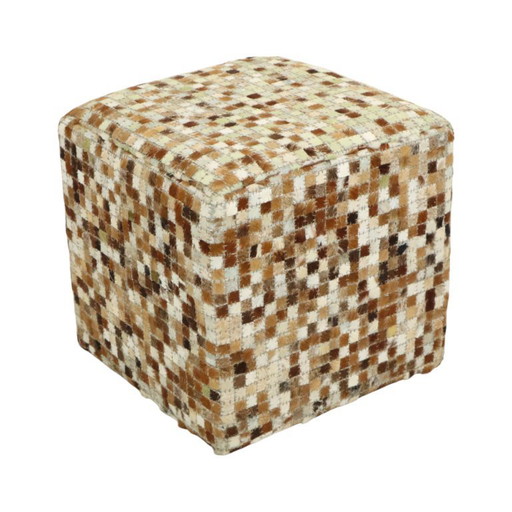 Tabouret carré vintage en peau de chèvre