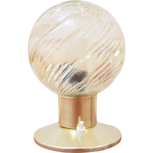 Vintage lamp van glas en messing, Tsjechoslowakije 1970