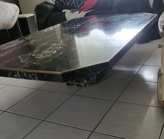 Luxury Vintage Italian Marble Coffee Table, Nero Portoro, Black (photo 3 of 13)