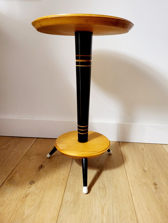 Image 1 of Tripod Vintage Plant Stand Or Table With 2 Shelves