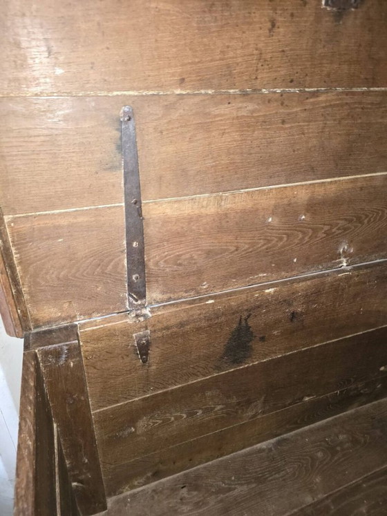 Antique Solid Wood Chest/Chest – Authentic Patina, Hinged Lid – Cabinets, Metal (photo 5 of 5)