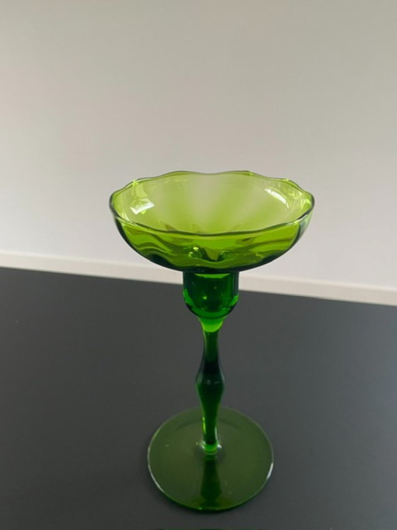 Image 1 of Vintage Scandinavische Glazen Kandelaar