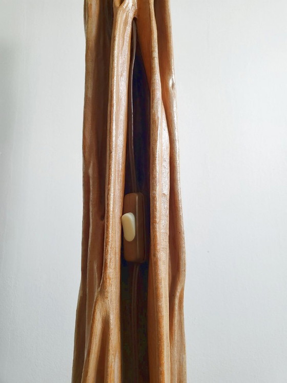 Image 1 of Lampada da terra vintage anni '50, scultura vegetale organica, legno di recupero e mogano, anni '50