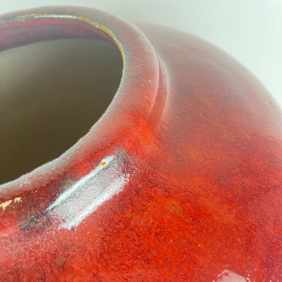 Image 1 of Grande vaso giapponese vintage con coperchio – ceramica smaltata rosso bordeaux – marchio di fabbrica – 49 cm