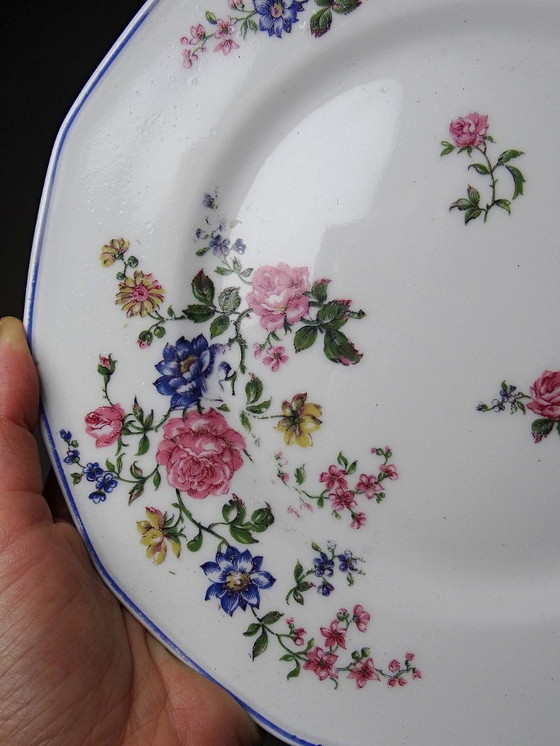 Image 1 of 7 Bernardaud Limoges porcelain dessert plates with floral decoration from the 1920s-1950s