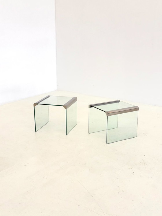 Image 1 of Ensemble de deux tables d'appoint en verre transparent Gallotti & Radice