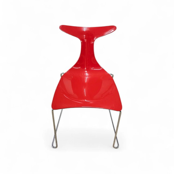 6 x Delfy chair by Gino Carollo for Ciacci Kreaty / Italy 1990s / 2 x red - 4 x black (photo 3 of 19)