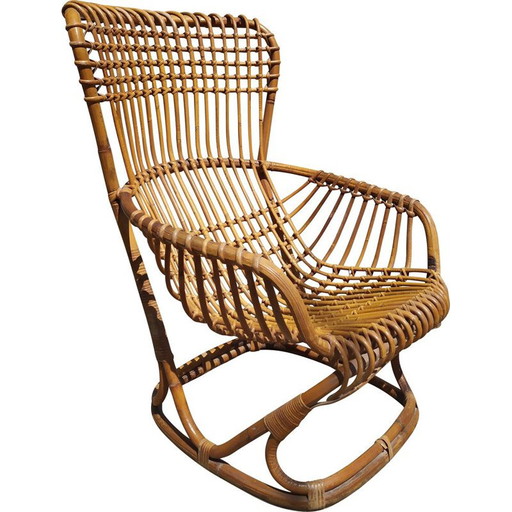 Poltrona vintage in vimini Bp4 di Tito Agnoli per Pierantonio Bonacina, 1959