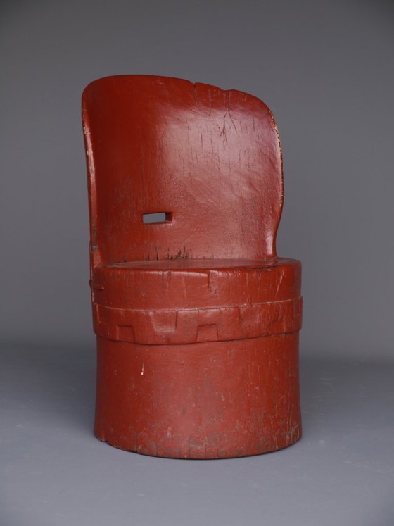 Image 1 of Antieke Scandinavische houten Kubbestol stoel