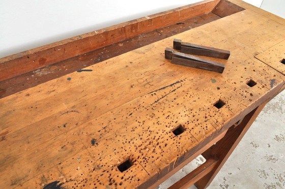 Image 1 of Vintage Beuken- en Eikenhouten Werkbank Nooitgedagt / Dressoir