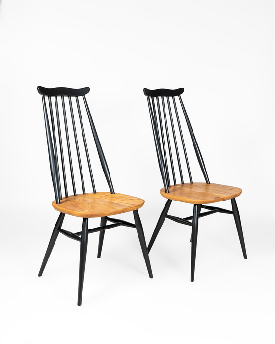 Image 1 of 2 X Moustache Dining Chairs By L. Ercolani For Ercol In Black And Elm Wood