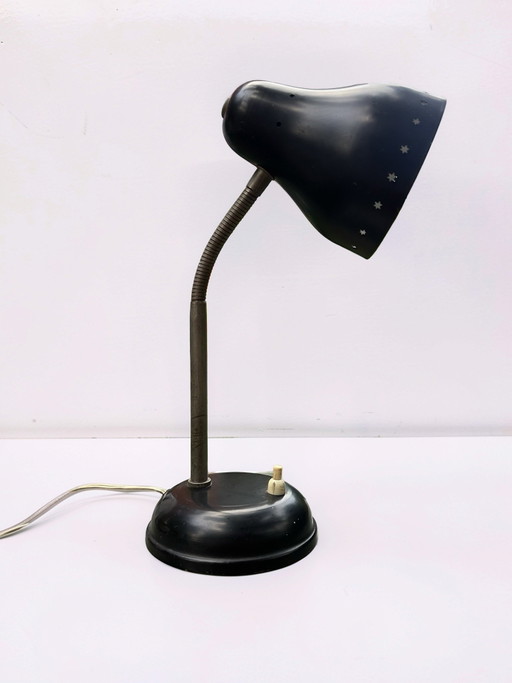 Lámpara de escritorio vintage Hala Zeist "Ukkie" diseñada por H. Busquet, década de 1950, diseño de mediados de siglo, metal