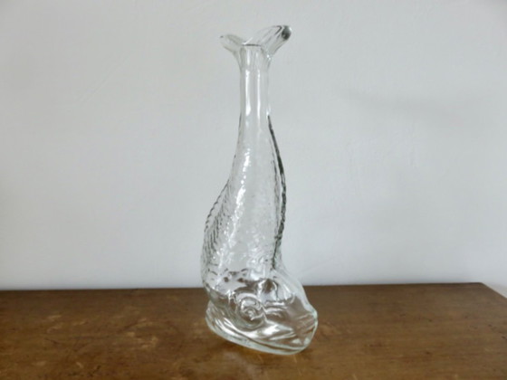 Image 1 of Bottiglia "Fish" in vetro trasparente, 70, vintage, Francia