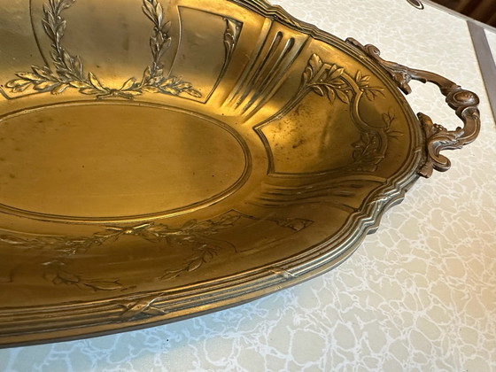 Coupe de centre de table ancienne en laiton, Vers 1900, Accessoires de table, Métal, Doré (photo 9 sur 15)