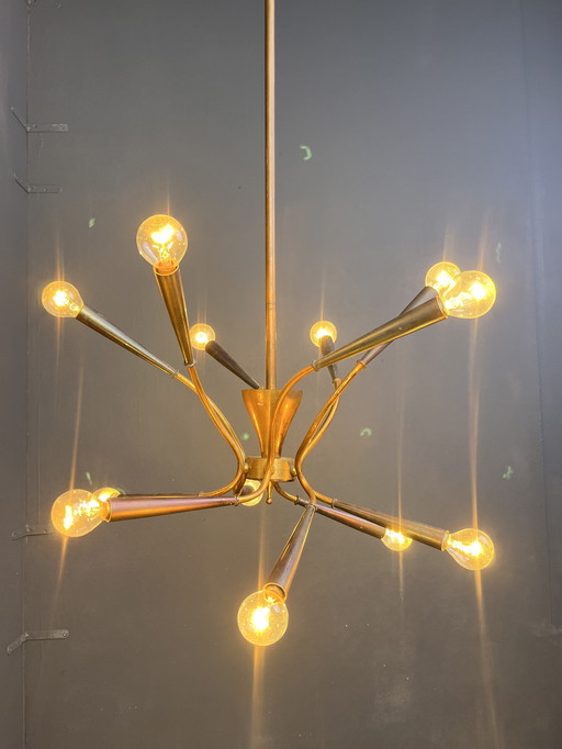 Mid century italian brass chandelier, 1960s