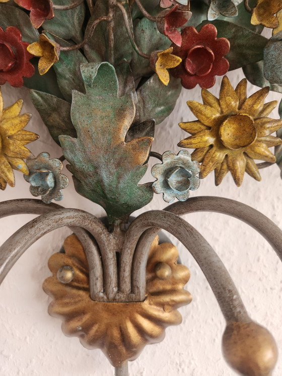 Set di 3 applique da parete CIANI Firenze, dipinte e forgiate a mano, applique fiorentine "Bouquet – Metal (photo 12 of 15)