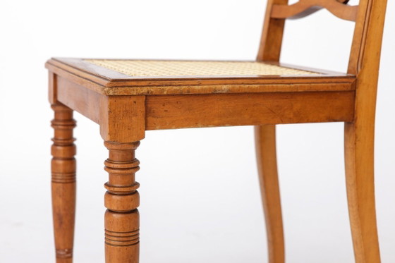 Image 1 of Silla de comedor belga antigua, silla de mimbre restaurada, silla de madera de haya, c. 1920