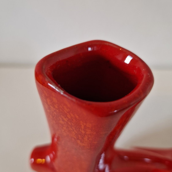 Image 1 of Vintage ceramic vase red vase art nouveau art deco