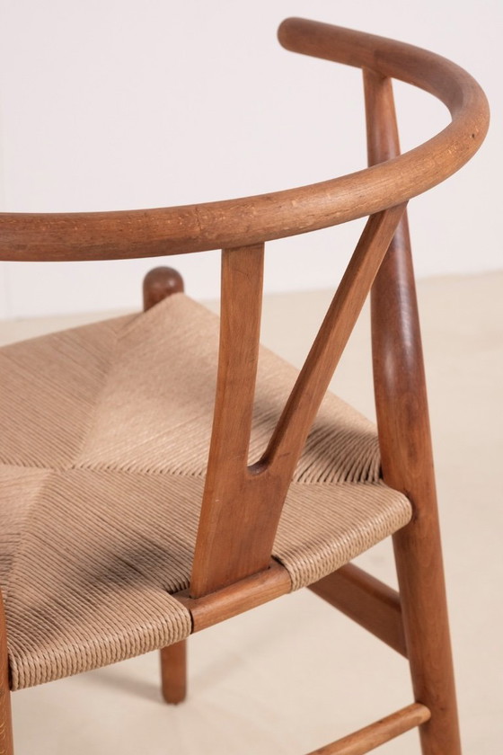 Image 1 of 1x Fauteuil Wishbone CH24 de Hans J. Wegner en hêtre, années 1960