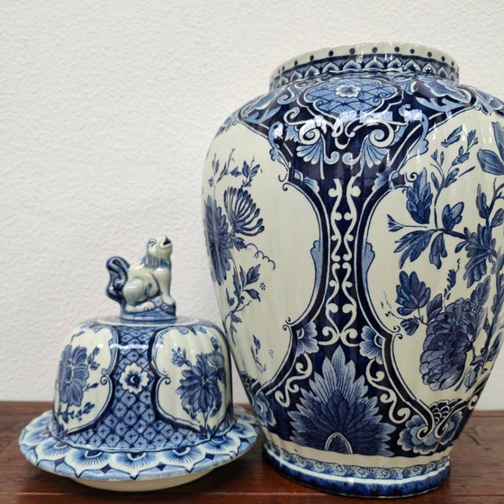 Image 1 of Antieke Vintage Vaas Dekselvaas Porselein Petrus Regout Maastricht Porselein  