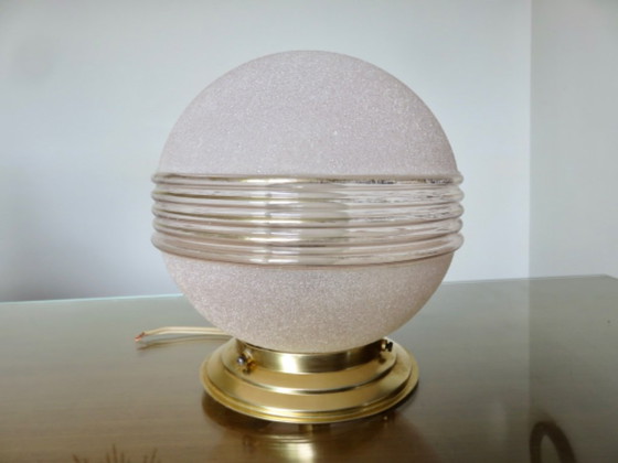 Lámpara de techo de cristal rosa esmerilado con detalles dorados, Francia, 1950. – Plafones, Glass (photo 9 of 12)