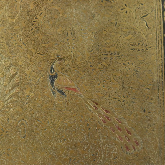 Image 1 of Vassoio orientale in ottone a forma di pavone