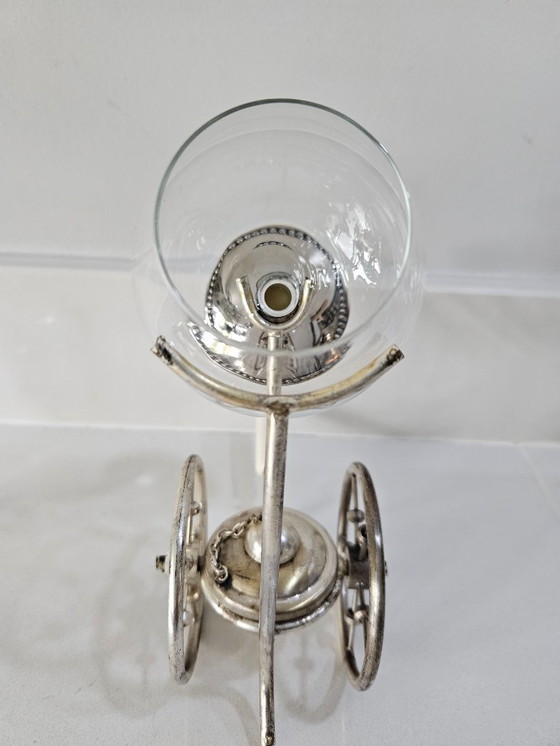 Image 1 of Chariot chauffe-cognac avec verres plaqués argent