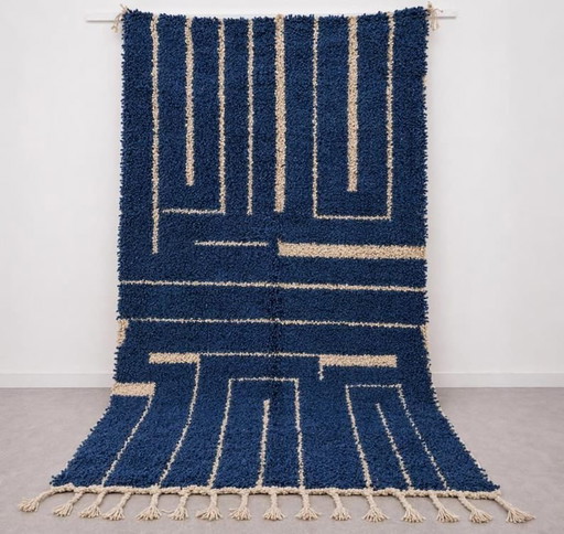 Tapis Beni Ouraine Fait Main Traditionnelle Artisanale Taille 1,5/2,5 M – Aime Té, vloerkleden en tapijten, Wool