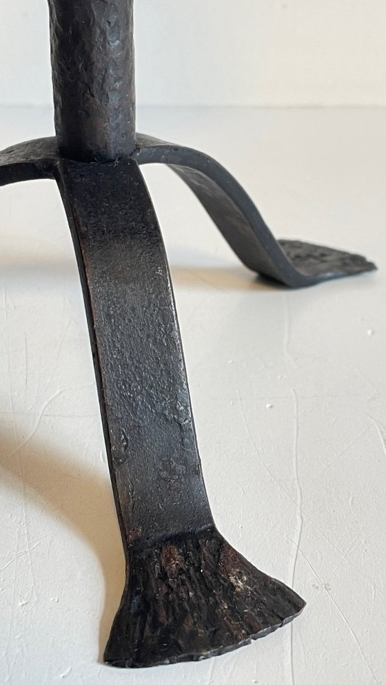 Image 1 of Een paar brutalistische vintage stalen kandelaars