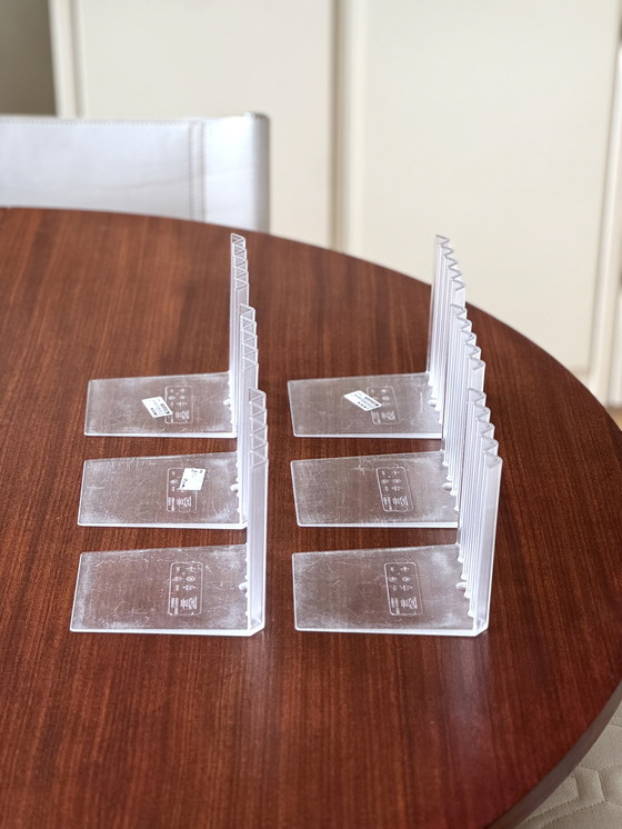 Image 1 of 6x vintage IKEA Bokis bookends – zigzag design – designed by Hagberg & Hagberg in the 1990s
