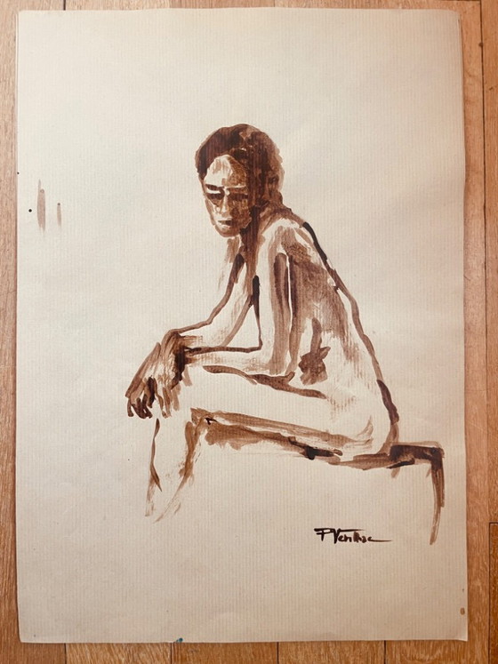 Image 1 of Preparatory sketch for a female portrait depicting "sadness"